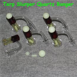 Smoking Terp Slurper banger set Bevelled Edge Quartz Bangers with Glass Pearl Ruby Pill Carb caps For Water Bongs Oil Rigs Reclaim Ash Catchers