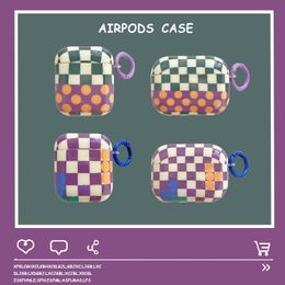 apple airpods 2 case cover Canada - Ins Cute Airpod Pro Case Cover For Apple Airpods 3 2 1 Fashion Pink Purple Grid Designer Wireless Bluetooth Earphone Protect Ring buckle Soft Covers