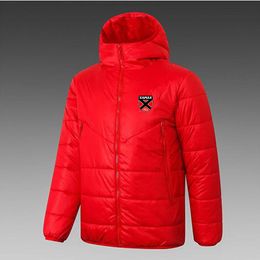 21-22 Neuchatel Xamax Men's Down hoodie jacket winter leisure sport coat full zipper sports Outdoor Warm Sweatshirt LOGO Custom