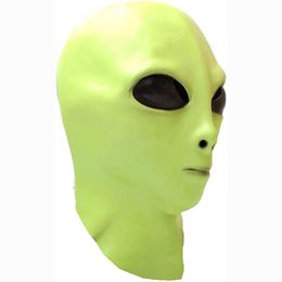 mask- full head Latex Mask for and Kids UFO Alien Halloween Christmas Costume Headwear Party Adult Green
