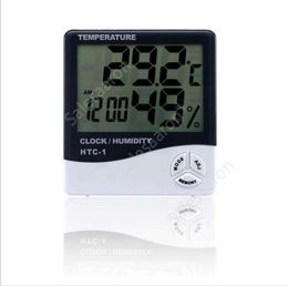 Digital LCD Temperature Hygrometer Clock Humidity Meter Thermometer with Clock Calendar Alarm HTC-1 100 pieces up DAS292