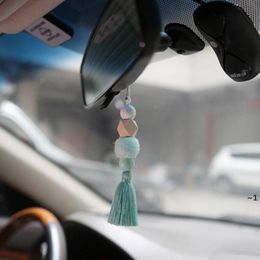 Perfume diffusion car decoration wooden silica gel Beaded auto fragrance pendant Nordic wind weaving accessories RRB11771