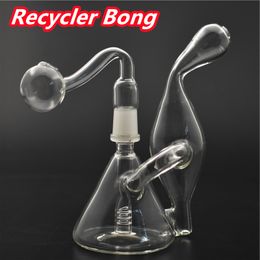 Super Vortex Glass recycler Bong Dab Rig Hookahs Cyclone Recycler beaker Water Pipe with glass oil burner pipes