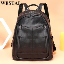 100% Cowhide Genuine Leather Bacckpack for Women Black Laptop Backpacks for School Bags Ladies Daypacks for Travel 6502