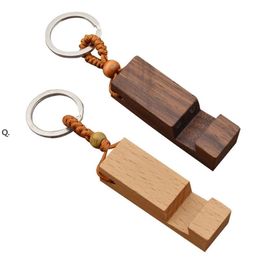 Creative Mini Portable Wooden Mobile Phone Holder Portable Wooden Key Chain Gift Wholesale BBF14093