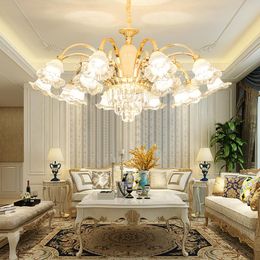 European Chandelier Living Room Crystal Lamp Modern Simple Bedroom Dining Ceiling 2021 Head Downward Lamps Lights