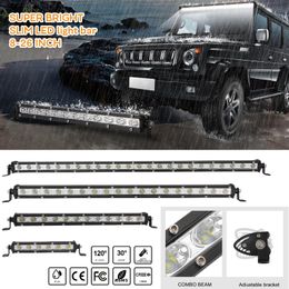 led lights not working Canada - Car Headlights Super Thin LED Light Strip Working One Row Spot Flood Combo Beam 6000K Waterproof Driving Lamp For ATV Off-road Boat Truck