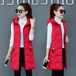 women Long vest coat women Casual thick warm Autumn sleeveless waistcoat female cotton padded jacket plus size 210817