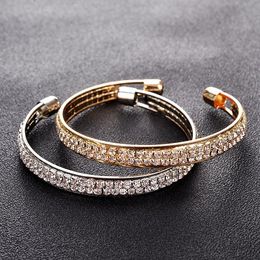 Bangle Wide Cubic Zircon Warp Bracelet For Women Silver Gold Colour Fashion Rhinestone Jewellery SJ165