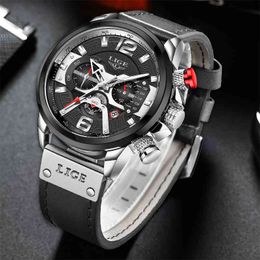 Watches Mens LIGE Chronograph Watches Man Quartz Clock Man Casual Military Waterproof Wrist Watch Reloj Hombre Montre Homme 210517