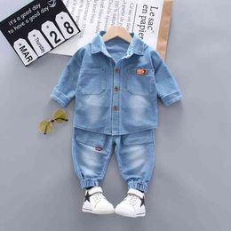 Spring Autumn Children Clothes Baby Boys Girls Denim Jacket Pants 2Pcs/sets Fashion Infant Kids Toddler Outdoor Tracksuits 210508