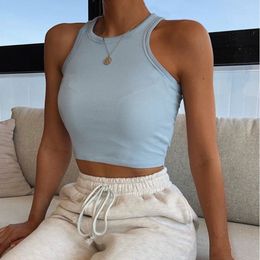 Cryptographic Solid Halter Sexy Tank Tops For Women Streetwear 2020 SleevelRibbed Knit Vest Top Cropped Feminino #T2P X0507