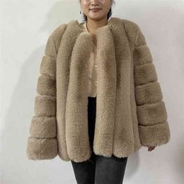 faux Fur Autumn Winter Fur Coat Women Clothes High Quality overcoat Plus Size Thicken Warm Long Coats Female 210925