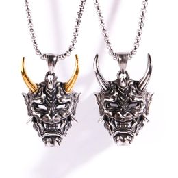 Pendant Necklaces Personality Triangle Ghost Golden Horn Silver Mask Stainless Steel Men's Titanium