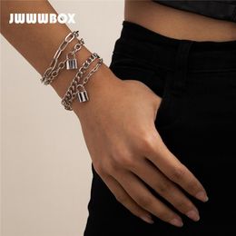 Charm Bracelets JWWWBOX 4 Pcs/Set Vintage Punk Lock For Women Gold Silver Color Party Banquet Female Fashion Jewelry Gift