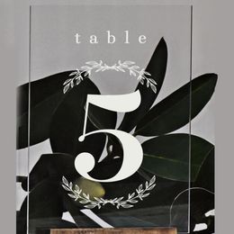 Party Decoration Personalised Wreath Wedding Table Numbers Modern Signs Leaves Decor Clear Acrylic Number