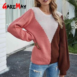 Autumn Winter Pullover Women's Sweaters Oversized O-Neck Long Sleeve Casual Loose Knitted Sweater Women 210428