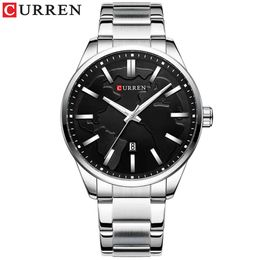Curren Creative Design Dial Quartz Watch Stainless Steel Clock Male Business Men's Watch with Date Fashion Gift Reloj Hombres Q0524
