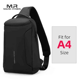 2021 New Men Crossbody Bag Fits 12inch iPad Shoulder Msenger Bags Male Waterproof USB Recharging Sling bag