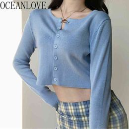 Short Cardigans Solid 10 Colors Autumn Slim Knit Wear Women Sweaters Single Breasted Fashion Sueter Mujer 18474 210415