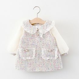 Baby Girls Dress Fashion Patchwork long Sleeve Princess Infant Clothes for 0-24M Toddler 210515