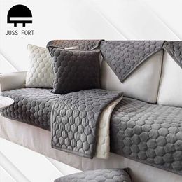 Thicken Plush Sofa Cover Solid Decor Furniture Protector Non-slip Bay window Cushion for Living Room Couch Slipcover Towel 211116