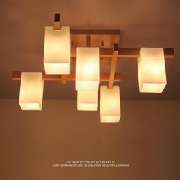 Ceiling Lights Nordic Minimalist Creative Led Wood Style Living Room Lamp Personality Japanese Home Deco Restaurant Glass