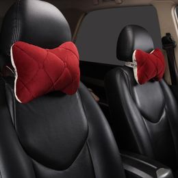 Seat Cushions 1 Pair Short Plush Car Neck Pillows Headrest Breathable Fabric Cute Sleeping Warm Cushion For Man Kids Apoya Cabeza Auto