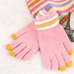 Fingerless Gloves Winter Knitted Women Touch Screen Female Mittens Keep Warm Full Finger Fashion Autumn