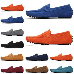 2022 running shoes Non-Brand men womens black light blue wine red gray orange green brown mens slip on lazy Leather shoe size 38-45