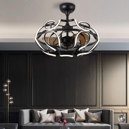 Modern Decorative Led Ceiling Lamps Chandelier Fan Bedroom With Light And Control Fans