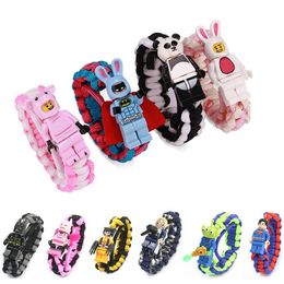 17 styles Woven bracelet building block weave cartoon movie character bracelets love students kids cheap bracelet gift Wholesale