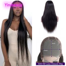 Indian Raw Human Hair 4X4 5X5 HD Lace Closure Wigs 13X4 Silky Straight Natural Colour 12-32inch Yirubeauty Adjustable Bands 150% Density
