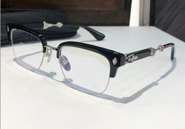 Titanium Eyeglasses Silver Black Half Frame Pull Clear Lens Men Fashion Sunglasses Frames with box