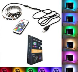 2021 TV Background LED Strip Lighting 30LEDs/m DC5V USB SMD5050 RGB With Mini and 17Key RF Controller 50cm / 1m / 2m Set