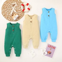 Rompers Baby Clothes Born Infant Girls Boys Summer Solid Button Romper Jumpsuit Outfits Girl Boy Bodysuit Bebes Body Suit