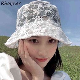 Bucket Hats Women Design Sweet Solid Fashion Leisure Summer Sun Protection Breathable Korean Version All-match New Arrival Caps G220311