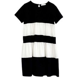 8 to 16 years kids & teenager girls summer Colour block cotton casual striped dress children girl fashion casual flare dresses Q0716