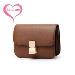 Evening Bags Shoulder Bag High Quality Women Box Female Ins Retro Tofu Small Square Messenger s Lady Split Leather Flap Handbag 220308