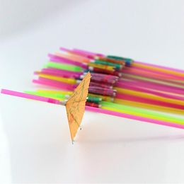 Manual paper Umbrella Cocktail Drinking Straws Wedding Event Holiday Party Supplies Bar Decorations Disposable Straws DH9575