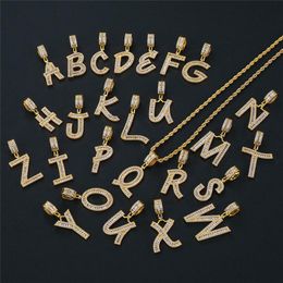 Men Hip Hop Jewellery Gold Plated A-Z Letter Necklace Bling Rhinestone Twist Chain 26 Alphabet Choker Necklaces Party Favours