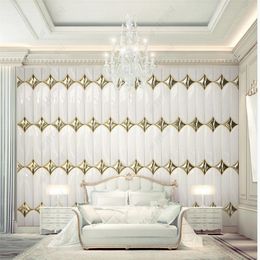 Luxury wallpapers golden 3d three-dimensional simple European soft package background wall