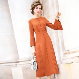 Superior quality spring sexy Vintage Draped long dresses Fashion Slim Casual Womanliness Solid dresses Women Party Dress