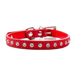 Crystal Diamond Collar Pet Dog Cat Metal Buckle Dog Collar Leash Supplies Red Black Pink