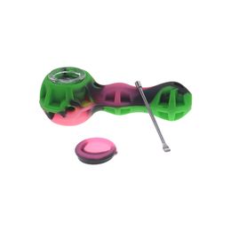 Superior Quality Silicon Pipes With Glass Bowl Hand Spoon Pipe Multi Colors Dab Rig Smoking Tool VS Bong