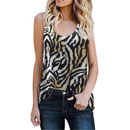 Summer Women Print Tops Fashion Leopard Floral Tank Top Casual O Neck Sleeveless Basic Slim Vest T-Shirts Female Plus Size S-5XL 210522