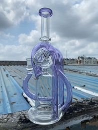 Vintage 2021 New Purple Recycler Glass Bong hookah Water pipe Oil Dab Rigs Percolator Can put customer own logo