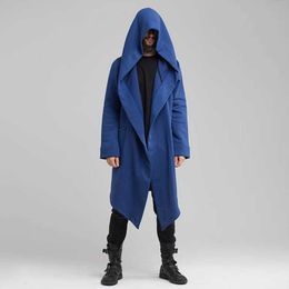 Steampunk Men Gothic Male Hooded Irregular Trench Vintage Outerwear Cloak Fashion trench coat Women Hip Hop Punk Style Jacket 211011