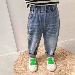 Hole Casual Style Jeans Spring Autumn Baby Girl Clothes 210412