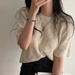 HziriP 2021 Solid Chic Light Summer Short Sleeves Thin Oversize Loose All Match High Quality Knitwear Hot Brief Knitted Sweaters X0721